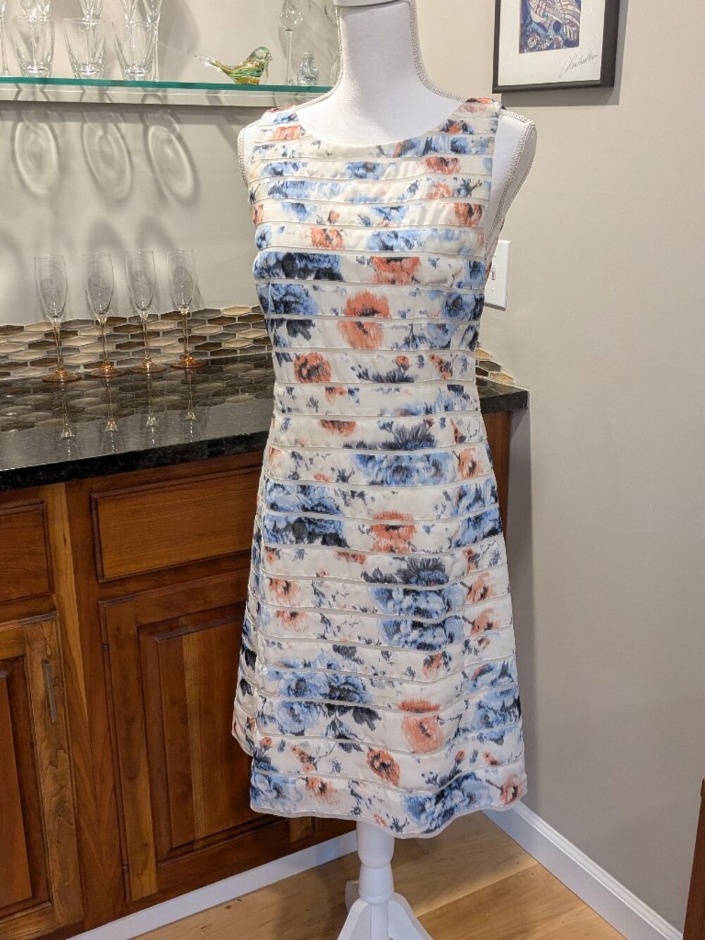 Gorgeous Ann Taylor Floral Watercolor Sleeveless Sheath Dress Pink & Blue Size 6
